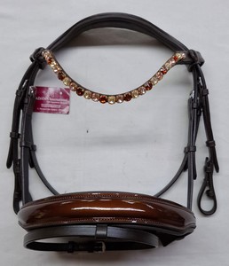 Correa de cuero para caballo de fabricante mayorista de alta demanda con riendas de tela y diadema de cristal brillante - Product Image 2