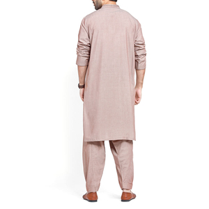 Shalwar Kameez décontracté pour homme, été/hiver, grande taille, séchage rapide, respirant, motif uni, tricoté, en coton indien gaufré, pour soirée - Product Image 2