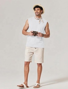 Ever Glow <b>Men's</b> <b>White</b> Sleeveless O-Neck Tank Top Solid Casual Nonwoven Polyester/Cotton <b>Vest</b> Plus Size Anti-shrink 240g - Product Image 2
