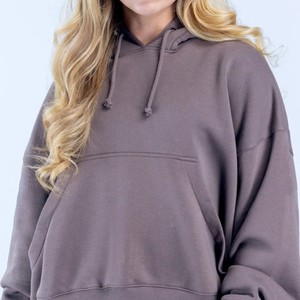 Sudaderas con capucha para mujer, personalizadas con logotipo OEM, al por mayor, de punto, suaves, cómodas, transpirables, con hombros caídos, para uso diario, las más vendidas. - Product Image 3