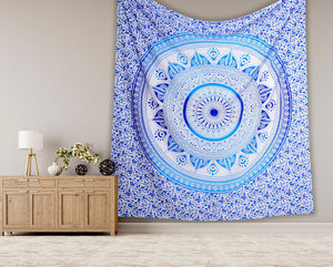 Manta de algodón con estampado de mandala floral, doble tapiz para colgar en la pared, sábana estampada, decoración para el hogar de varios estilos, por consignantes indios - Product Image 2
