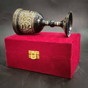 Handmade Vintage Metal <b>Goblet</b> With Gold Embossed Floral Design Bell Shape <b>Wine</b> Cup For Presents - Product Image 3