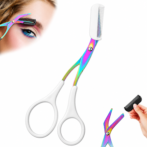 Ciseaux à sourcils 2 en 1 avec peigne, coupe-sourcils de précision en acier inoxydable, ciseaux de toilettage antidérapants pour hommes et femmes - Product Image 4