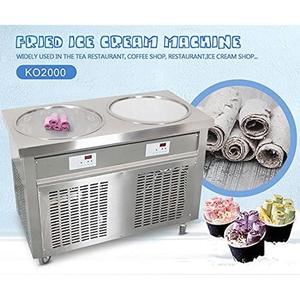 Machine à rouleaux de crème glacée double ronde ETL 55 cm (22 pouces) pour yaourt - Dégivrage automatique, protection transparente anti-éclaboussures - Product Image 5
