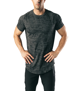 T-shirt décontracté pour homme, col rond, manches courtes, coupe ample, séchage rapide, en polyester tricoté, longueur longue, 180g, tendance - Product Image 4