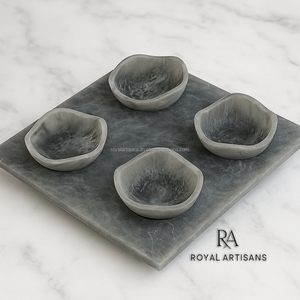 Plateau à salade de fruits rond en résine de style indien fait à la main, tendance, écologique, imperméable, artisanat, vaisselle décorative - Product Image 5