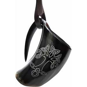 Jarra de cuerno con grabado personalizado para regalo, estilo Juego de Tronos, jarra de cuerno vikinga artesanal para decoración rústica. - Product Image 1