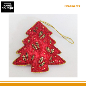 Oferta Increíble en Adornos Navideños Rojos Bordados a Mano con Cuentas de Primera Calidad - Adornos Colgantes Festivos para Decoración del Hogar desde India - Product Image 2
