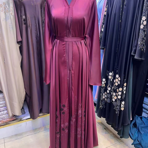 High Quality Modest Dubai Beaded Sequined <b>Long</b> Sleeve Abaya Muslim Traditional Handmade Wedding Women Polyester Breathable V Nec - Product Image 1