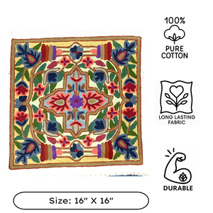 ปลอกหมอนปักมือลายแคชเมียร์สีสันสดใส ขนาด 16x16 นิ้ว สไตล์โบโฮชิค เหมาะสำหรับใช้ในบ้าน โรงแรม สำนักงาน หรือล็อบบี้ - Product Image 3