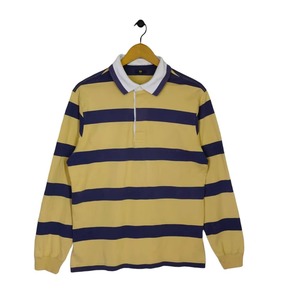 Chemise décontractée pour homme à manches longues, en tricot uni 100 % coton respirant, coupe classique, avec col bleu et jaune - Product Image 1