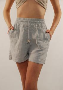 Shorts en lin taille haute pour femmes avec cordon de serrage, coupe ample, couleur unie, respirants, shorts d'été décontractés - Product Image 5