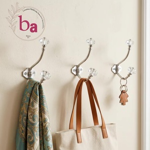 Ba Metal Wall Hooks With <b>Crystal</b> <b>Knobs</b> 3 Hooks Multifunctional Luxurious Design For Home Use - Product Image 4