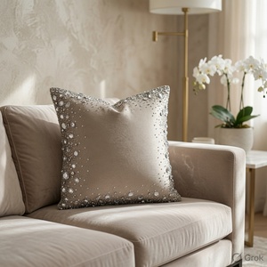 Luxury Wool Stitched Square Throw Pillow with Removable & Washable Cover Solid Pattern for Bedding and Home Use - Product Image 3
