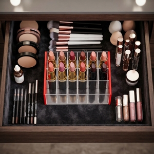 Premium Eco-Friendly Lightweight Modern Acrylic Lipstick Organizer <b>Makeup</b> Holder Clear Cosmetic Display Rack for Store Counter - Product Image 2