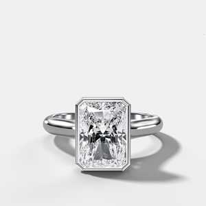 Wholesale 14k <b>Gold</b> Radiant Cut Lab Grown Diamond Engagement <b>Ring</b> 4.00ct Bezel <b>Set</b> Cathedral Solitaire Wedding Bands Manufacture - Product Image 3