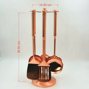 Juego de utensilios de cocina de 6 piezas de acero inoxidable, utensilios de cocina de alta calidad con acabado en cobre de R B Overseas - Product Image 6