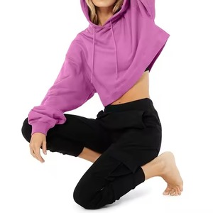 Sudadera Corta de Forro Polar con Estampado Elegante para Invierno, con Cuello Alto y Logotipo Frontal, Estilo Moderno para Mujer, Marca Privada - Product Image 2