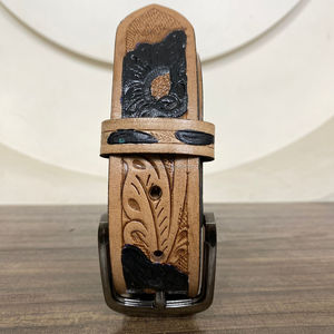 Ceinture en cuir usinée à la main de style occidental de haute qualité en gros d'usine pour les filles et les garçons Ceinture à boucle ardillon de concepteur personnalisé pour les enfants - Product Image 4