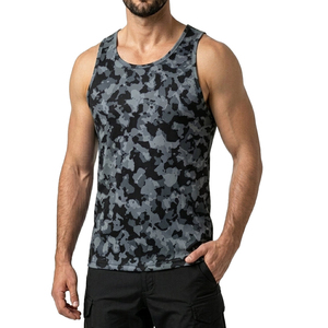 Débardeur de sport pour homme à imprimé camouflage, haute performance, très extensible, personnalisable avec marque privée, pour entraînement fitness - Product Image 4