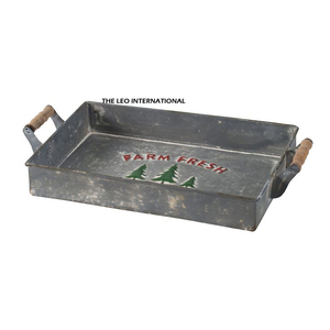Bandeja de Servir Metálica Rectangular con Diseño de Árbol, Estilo Vintage, Duradera, Decorativa, para Navidad - Product Image 1