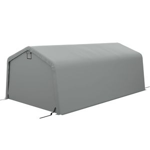 Garage portable robuste de 12 pi x 20 pi avec fenêtres de ventilation et grande porte enroulable pour 2 voitures, gris - Product Image 1