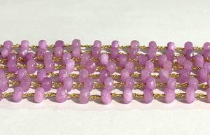 8mm Natural Lavenedra Gemstone Beaded Chain Gold Plated Wire Wrapped Rosary Chain Jewelry Making DIY Supplies - Product Image 4