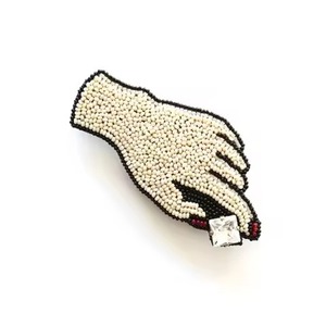 Stylish Seed Beads Embroidery Brooch Floral Design <b>Art</b> Elegant Beaded Embroidery Brooch Vintage Fashion Style - Product Image 3