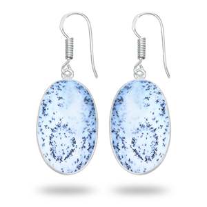 Luxury Dendrite Agate <b>Opal</b> Gemstone Hook Party Gift New Trendy Cute Multi Shape Cabochon <b>Earrings</b> Silver Plated Brass - Product Image 6
