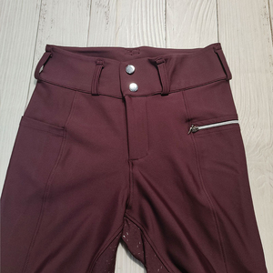 Nuevos pantalones de equitación para mujer, de secado rápido, color burdeos, con cremallera, cintura media, largos, elásticos, con botones para montar a caballo - Product Image 3