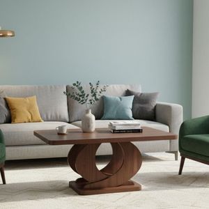 Elegante Mesa de Centro Rectangular de Madera con Patas Resistentes, Diseño Minimalista, Perfecta para Interiores Contemporáneos - Product Image 6