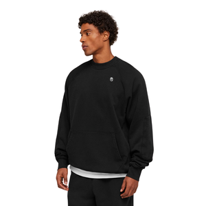 Sweat-shirt à col rond noir pour homme, de qualité supérieure, coupe ample, en molleton épais, style streetwear décontracté - Product Image 4