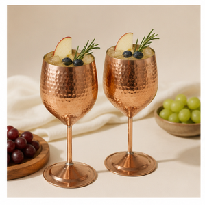 Wholesale Handcrafted Pure Copper <b>Wine</b> <b>Goblet</b> Set Antique Hammered Finish Metal <b>Wine</b> Glasses For Luxury Barware Restaurants Use - Product Image 2