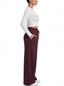 ONETEN APPARELS Pantalon de jogging décontracté pour homme en polyester marron, mi-lourd, coupe large, taille élastique avec cordon de serrage et poches latérales - Product Image 2