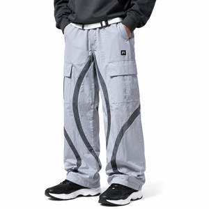 Pantalones Cargo Reflectantes de Nylon al por Mayor para Hombre, Estilo Y2K, Corte Recto, Casuales, Ligeros, para Primavera, con Cintura Media - Product Image 1