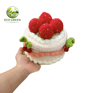 Handmade crochet <b>cake</b> <b>box</b> with lid, cute fruit topping design, perfect for kids toy storage, <b>gift</b> packaging and home decor - Product Image 3