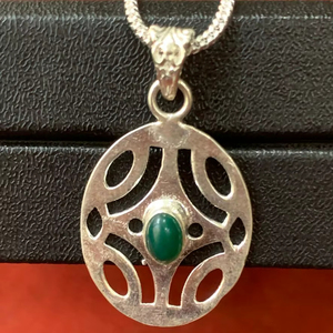 German <b>Silver</b> Gemstone Necklace Women Style Top Quality Best Price Handmade Jewelry Vintage Style Oval Shape Green Onex - Product Image 4