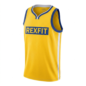 Camiseta de Baloncesto Rexfit Negra y Amarilla con Cuello en V, Sin Mangas, de Malla Transpirable, Unisex para Adultos, con Números de Equipo Impresos en la Parte Delantera - Product Image 4