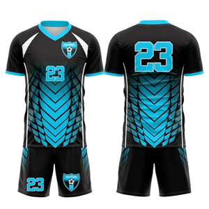 Une usine OEM produit des uniformes de football en polyester sublimé sur mesure avec logo personnalisé pour les équipes sportives professionnelles, col en V, unisexe. - Product Image 4