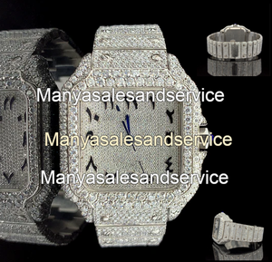 Reloj de Lujo Hip Hop con Diamantes de Moissanita Iced Out, Caja Cuadrada, Esfera de Cristal, Correa de Acero Inoxidable, Claridad VS1, para Él - Product Image 2