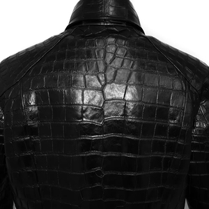 Luxury <b>Men's</b> Embossed Custom Print Genuine Leather <b>Jacket</b> with Stand Collar Custom Logo Sizes Handmade High Street Style - Product Image 6