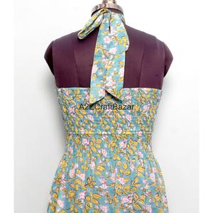 Nouvelle Robe Longue de Luxe Fendue et Dos Nu en Coton Imprimé à Col Halter, Idéale pour Soirées Formelles, Respirante et Décontractée Printemps-Automne - Product Image 6