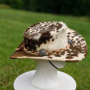 Premium quality custom Handmade Cowhide Steampunk Leather Top <b>Hat</b> Rustic Western Cosplay Accessory - Product Image 3