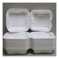 Boîtes à couvercle en fibre de canne à sucre Xportio International, personnalisables avec logo, en bagasse, empilables, respirantes, certifiées BRC, pour emballage alimentaire