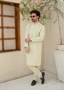 Ensemble de salwar kameez de luxe pour hommes, vêtements indiens et pakistanais, tenue traditionnelle classique en coton pour l'Aïd - Product Image 4