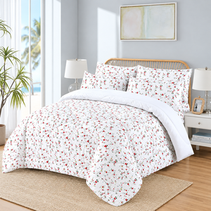 English Tea <b>Comforter</b> <b>Set</b> White Floral Pattern 100% Cotton T-150 All-Season Breathable Home Use - Product Image 3
