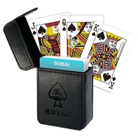 Jeu de cartes à tranchet unique L226 avec étui en cuir PU durable à aimant, papier lisse/lin pour le Bridge et le Poker
