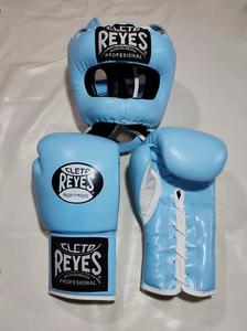 No Boxing No Life - Kit de Guantes de Boxeo de Cuero Vacuno Genuino Estilo Mexicano, Antideslizantes, Absorbentes de Humedad, Protectores para Cabeza/Ingle, Color Azul Cielo - Product Image 2