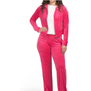 Survêtement pour femme en velours, ensemble jogging 2 pièces coupe ample pour homme avec broderie du logo sur le devant - Product Image 4