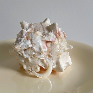 Collier en perles d'eau douce naturelles avec coquille de papillon blanche Sensation fraîche Pendentif en argent S925 Chaîne de clavicule réglable - Product Image 4